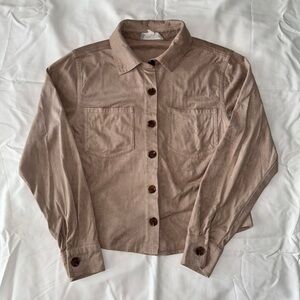 Tan Faux Suede Button Up Shirt